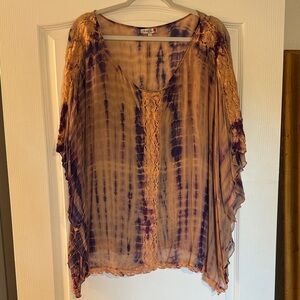 Michelle Jonas Vibrant Purple and salmon silk top